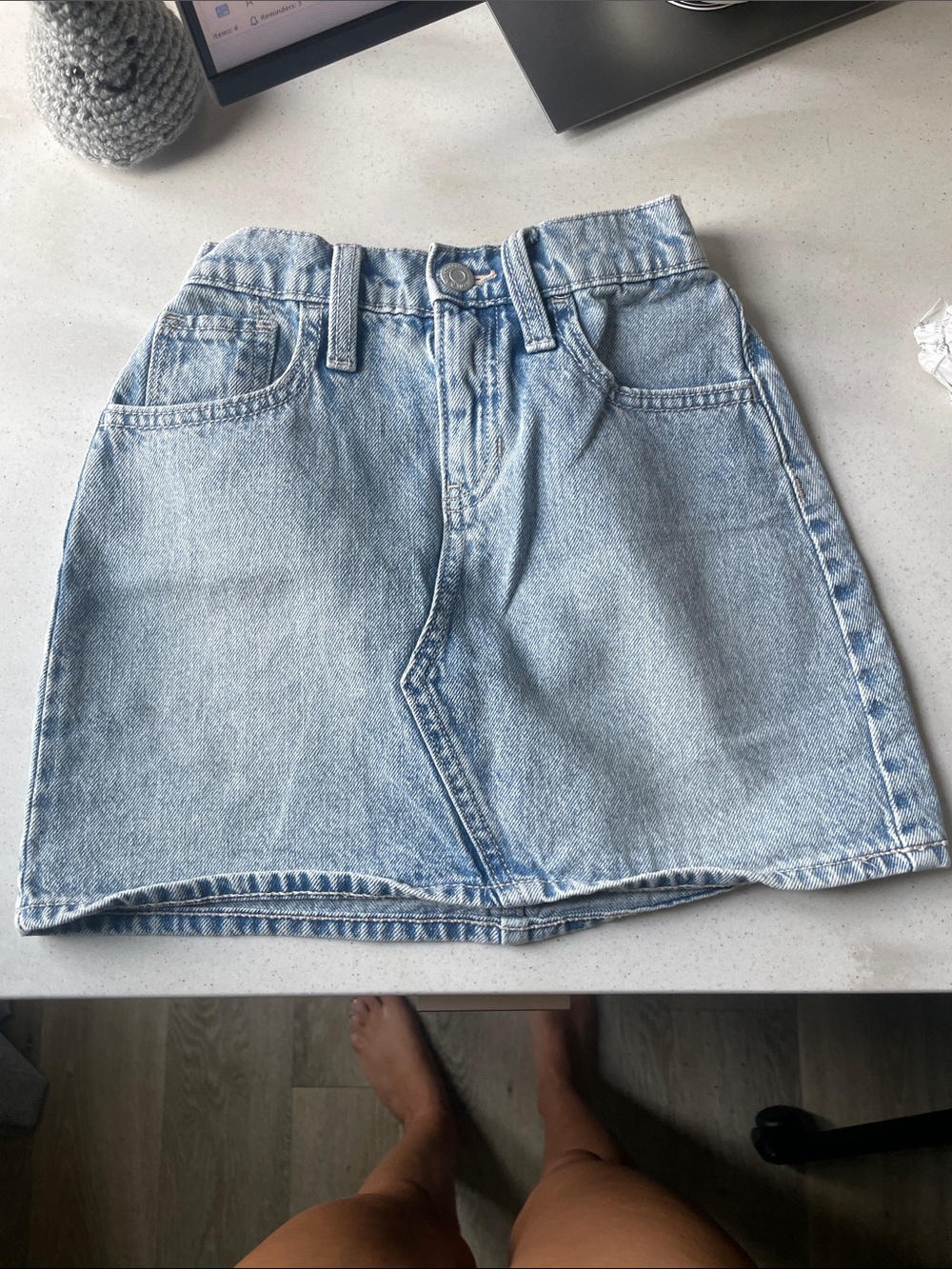 Old Navy Light Blue Denim Mini Skirt with Front Pockets
